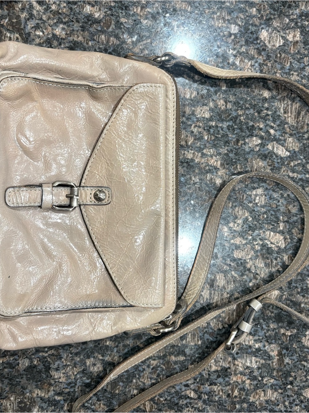 Patricia Nash Avellino Gray Leather Crossbody Bag